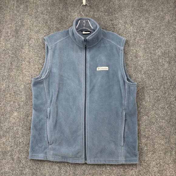 Columbia Mens Full-Zip Fleece Vest M Blue Sleeveless Lightweight Casual Hiking - Picture 1 of 10